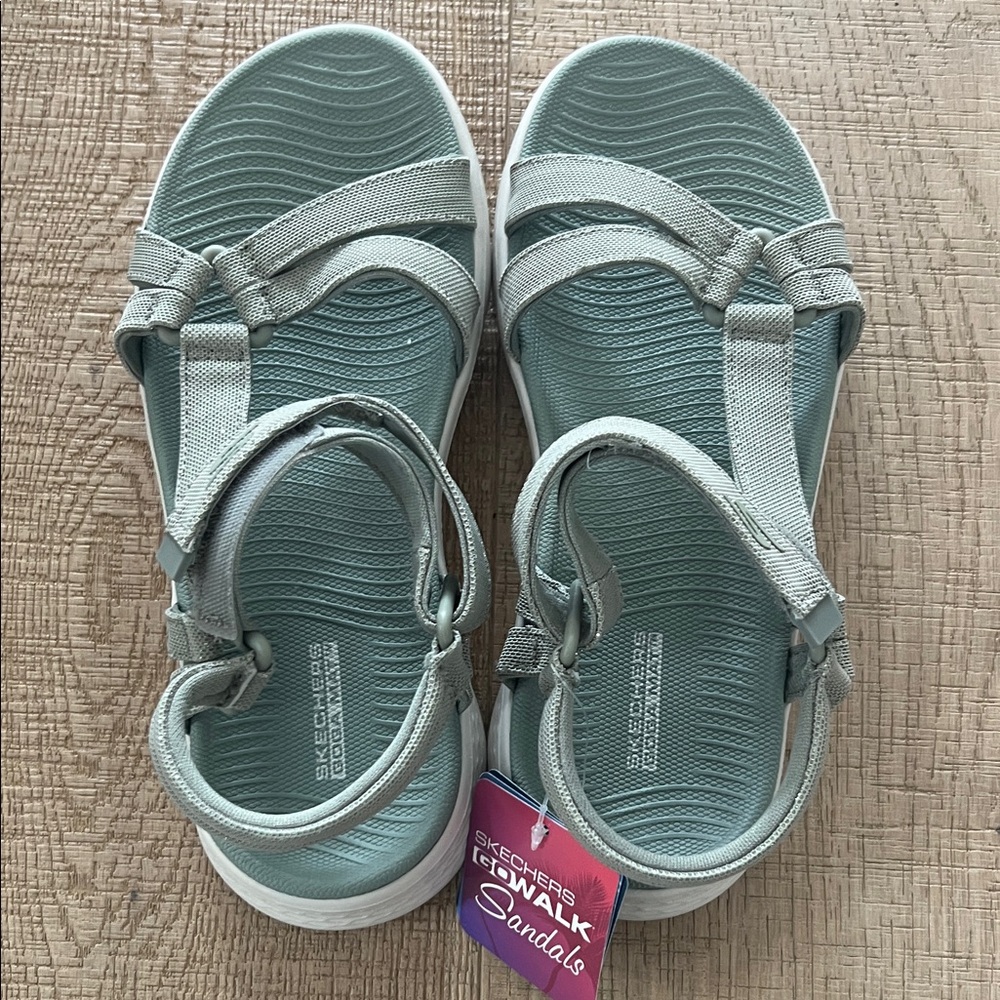 Skechers Go Walk Flex Glitter Sage Sandals